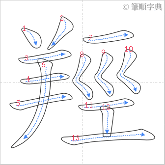 “「羥」的筆順”