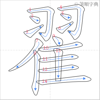 “「翟」的筆順”