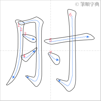 “「肘」的筆順”