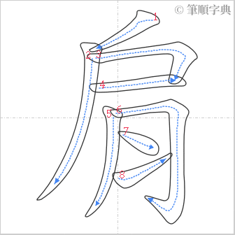 “「肩」的筆順”