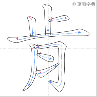 “「肯」的筆順”