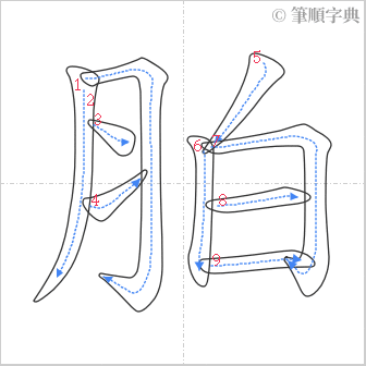 “「胉」的筆順”