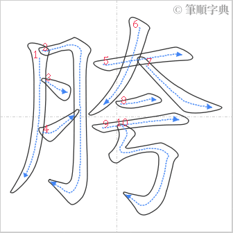 “「胯」的筆順”