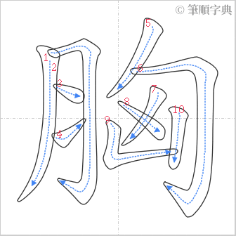 “「胸」的筆順”