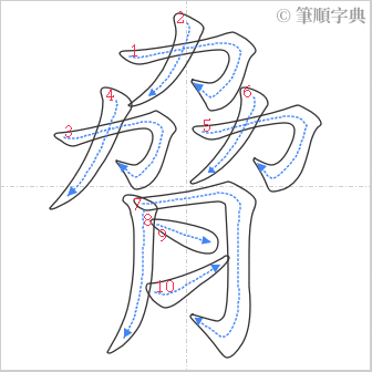 “「脅」的筆順”