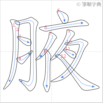 “「腋」的筆順”