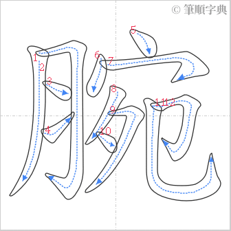 “「腕」的筆順”