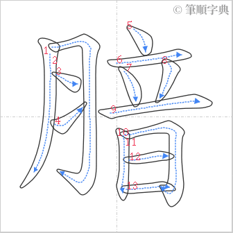 “「腤」的筆順”