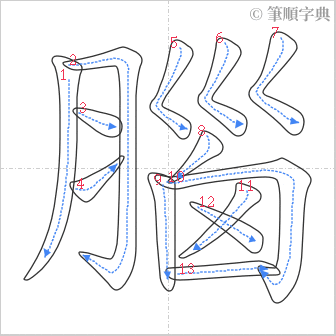 “「腦」的筆順”