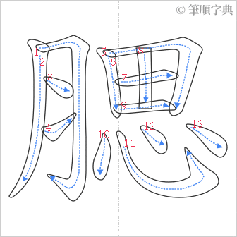 “「腮」的筆順”