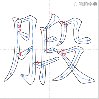 “「腶」的筆順”