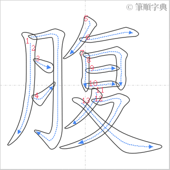 “「腹」的筆順”