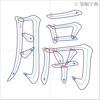 “「膈」的筆順”