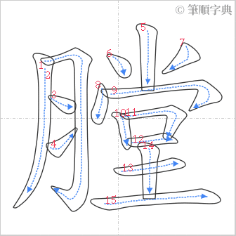 “「膛」的筆順”