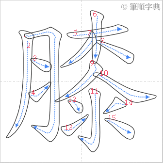 “「膝」的筆順”