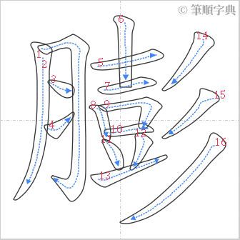 “「膨」的筆順”