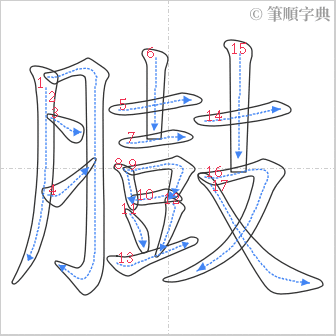 “「臌」的筆順”