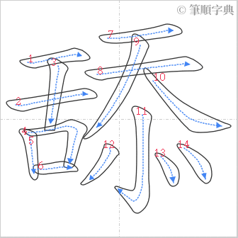 “「舔」的筆順”