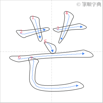 “「芒」的筆順”