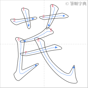 “「芪」的筆順”