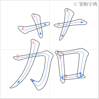 “「茄」的筆順”