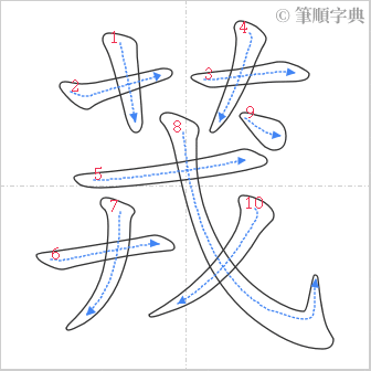 “「茙」的筆順”