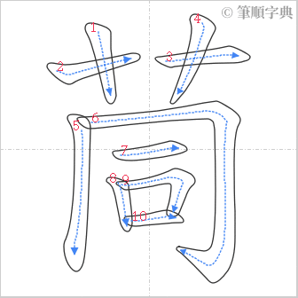 “「茼」的筆順”