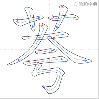 “「荂」的筆順”