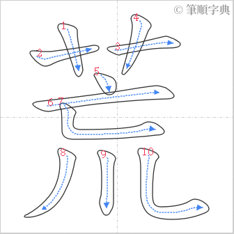 “「荒」的筆順”