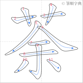 “「荼」的筆順”