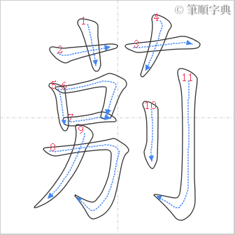 “「莂」的筆順”