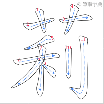 “「莉」的筆順”