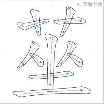 “「莝」的筆順”