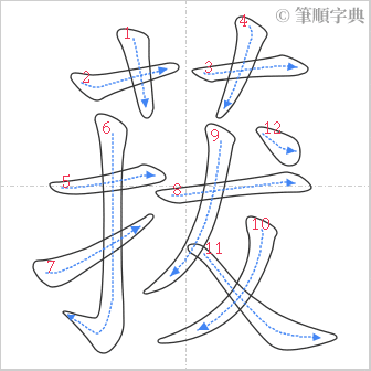 “「菝」的筆順”