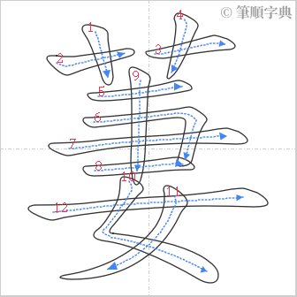 “「萋」的筆順”