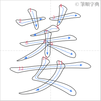 “「萎」的筆順”