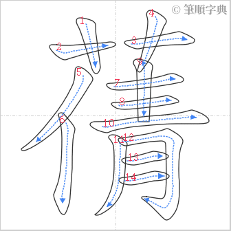 “「蒨」的筆順”