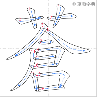 “「蒼」的筆順”