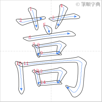 “「蒿」的筆順”