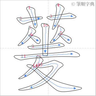 “「蓌」的筆順”