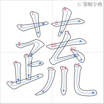 “「蔬」的筆順”