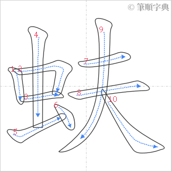 “「蚨」的筆順”