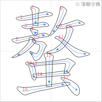 “「螯」的筆順”