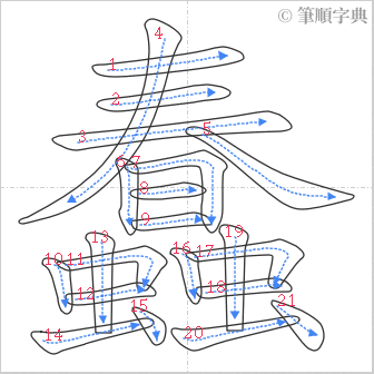 “「蠢」的筆順”