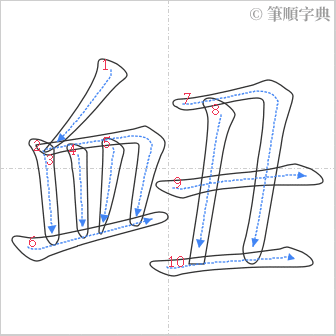 “「衄」的筆順”