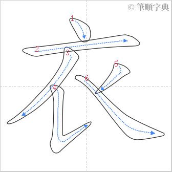 “「衣」的筆順”