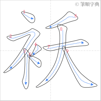 “「袄」的筆順”