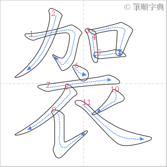 “「袈」的筆順”