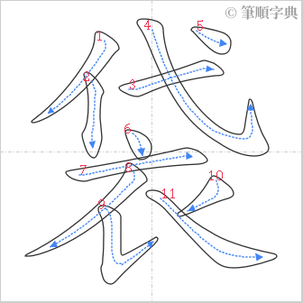 “「袋」的筆順”