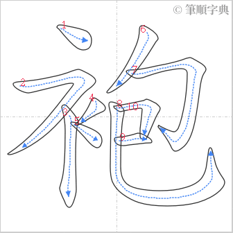 “「袍」的筆順”